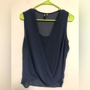 Kut from the Kloth Navy Blue Sheer Draped Tank Size M